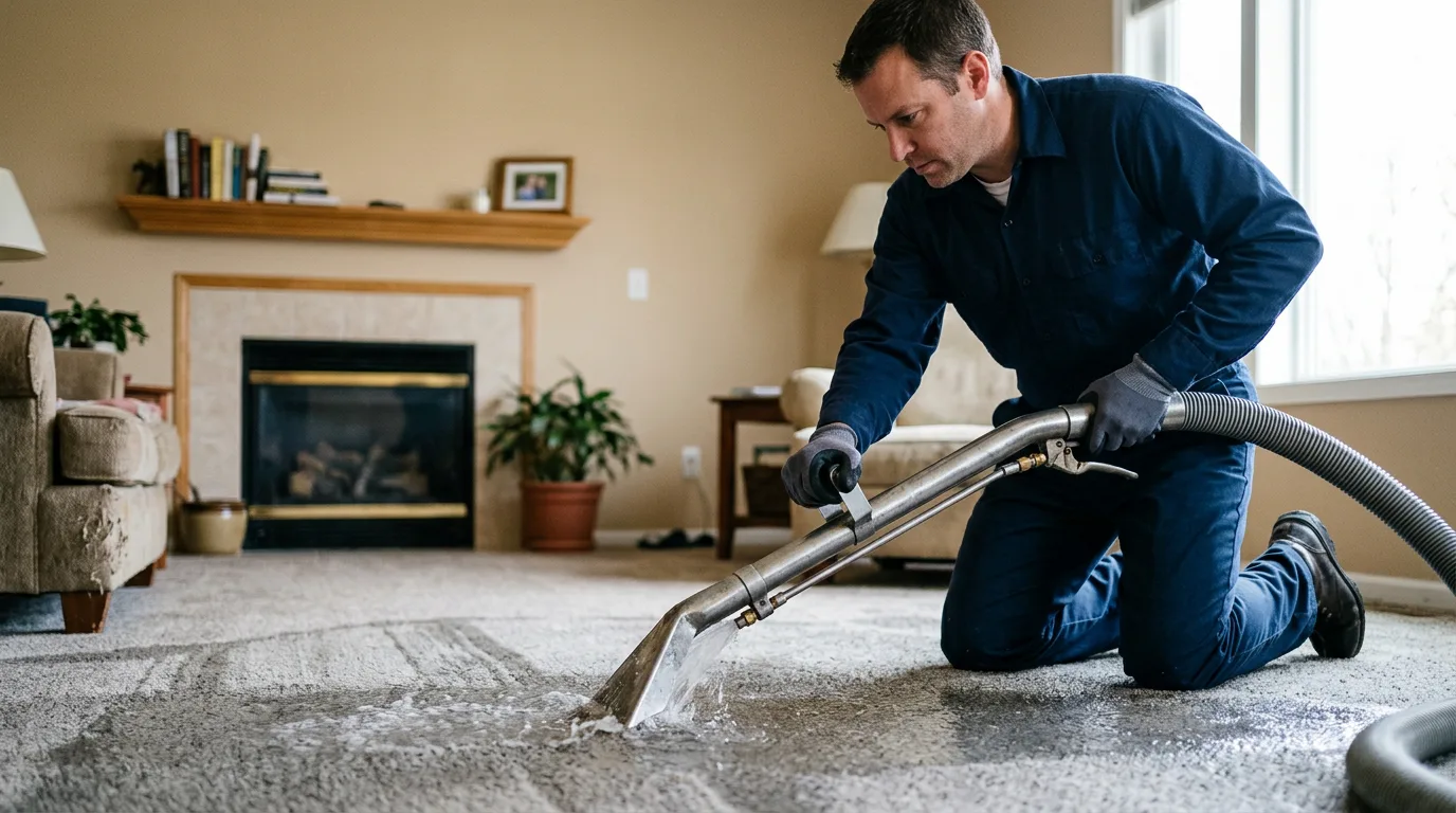 Water damage restoration technician working near Emington, IL